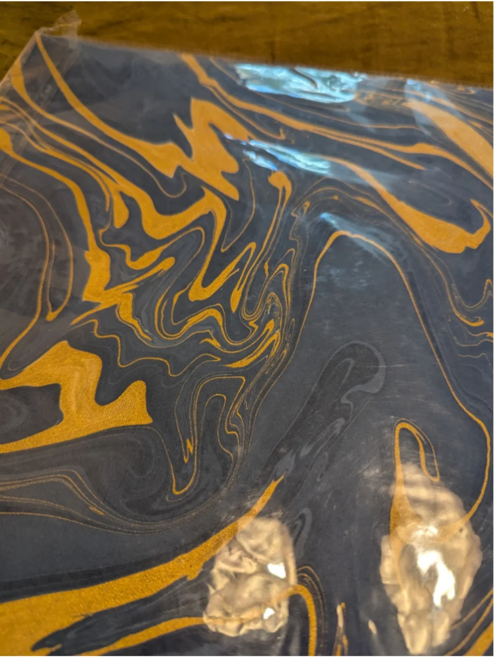 Hester and cook marbled collection paper placemats Blue and gold vein